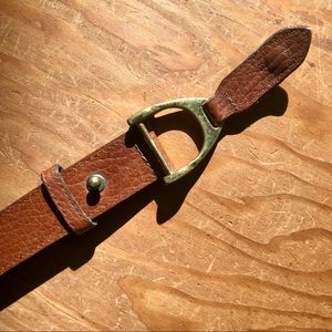 Vintage Equestrian Stirrup Abercrombie & Fitch Leather & Brass Belt England